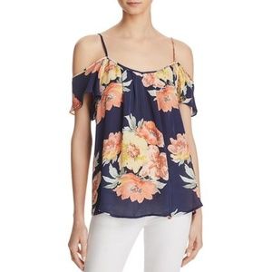 Joie | Navy "Adorlee" Cold Shoulder Silk Top